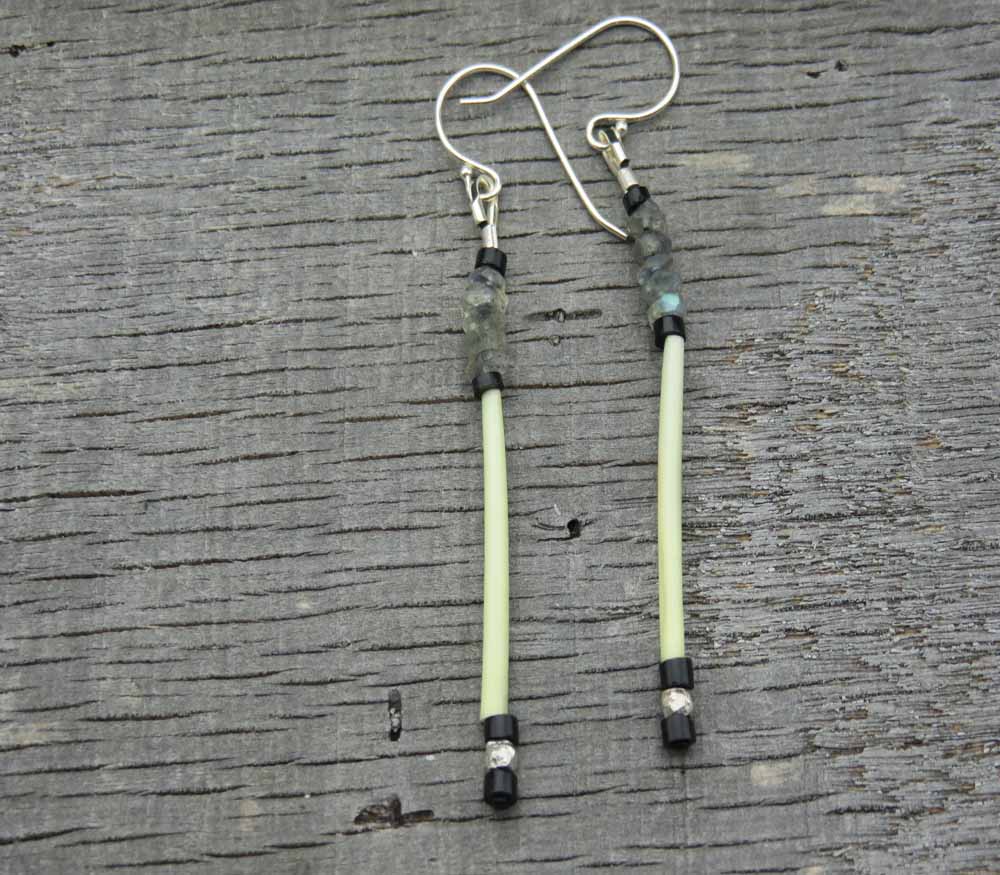 Quill Earrings Porcupine and Labradorite -6